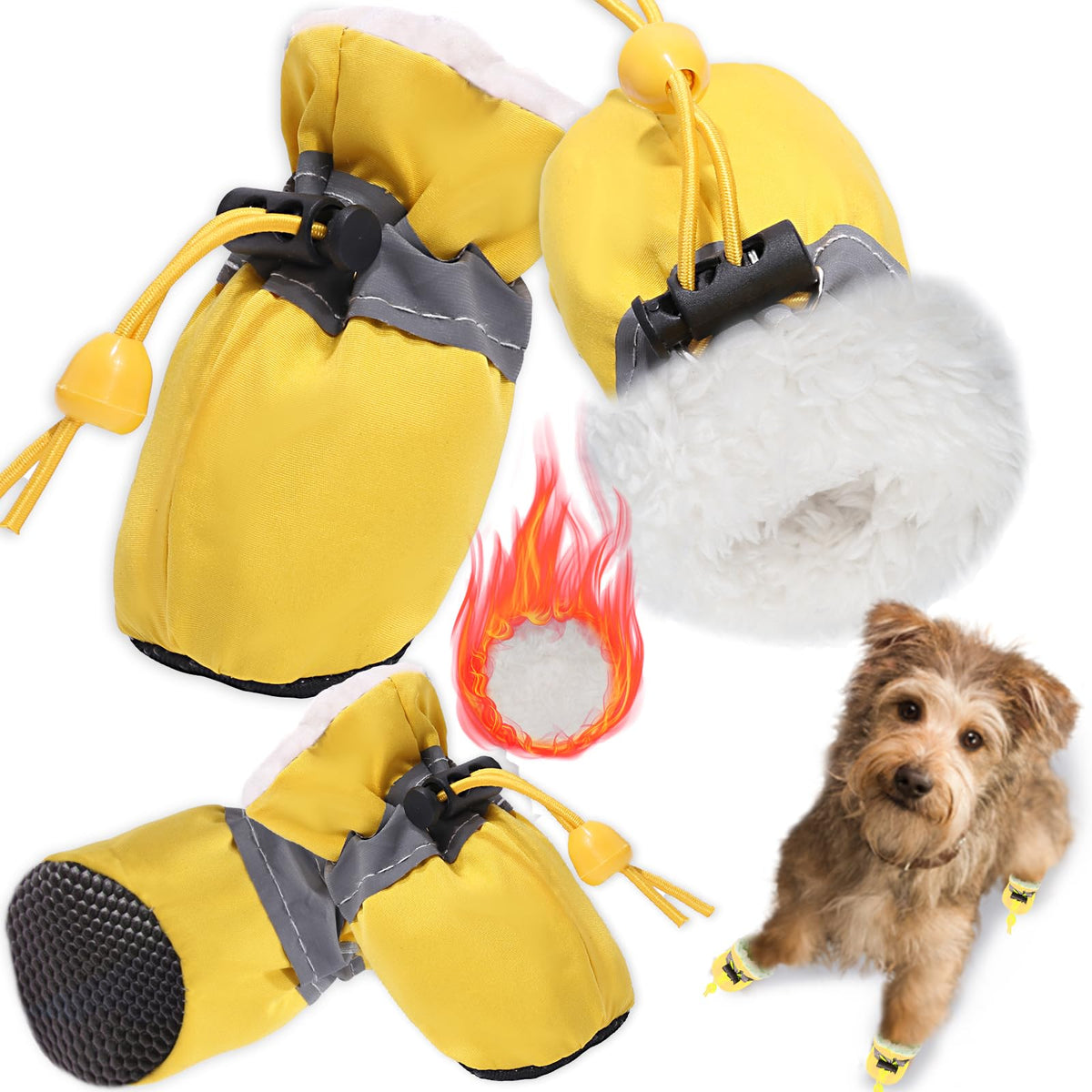 TEOZZO Zapatos para perro con forro felpa brindan calor suave para paseos fríos