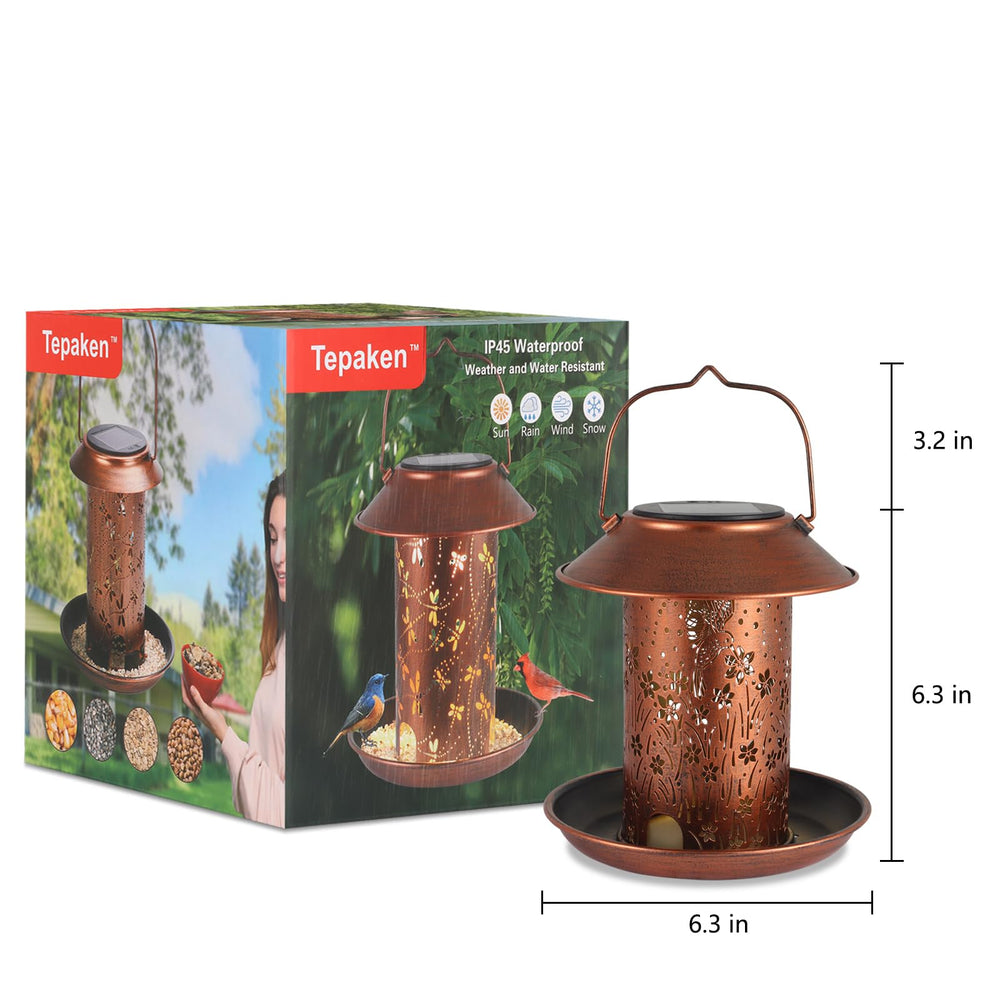 Tepaken adornos patio lampara solar, comedero y iluminación para exteriores.