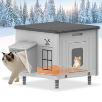La casa de gatos Tepoal caliente exterior ofrece refugio cálido para felinos al aire libre.
