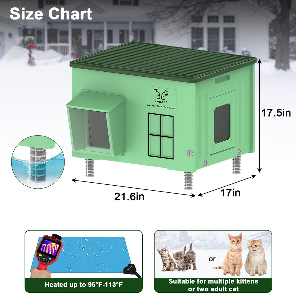 Casa para gato Tepoal, vista lateral, refugio cómodo y seguro para exteriores