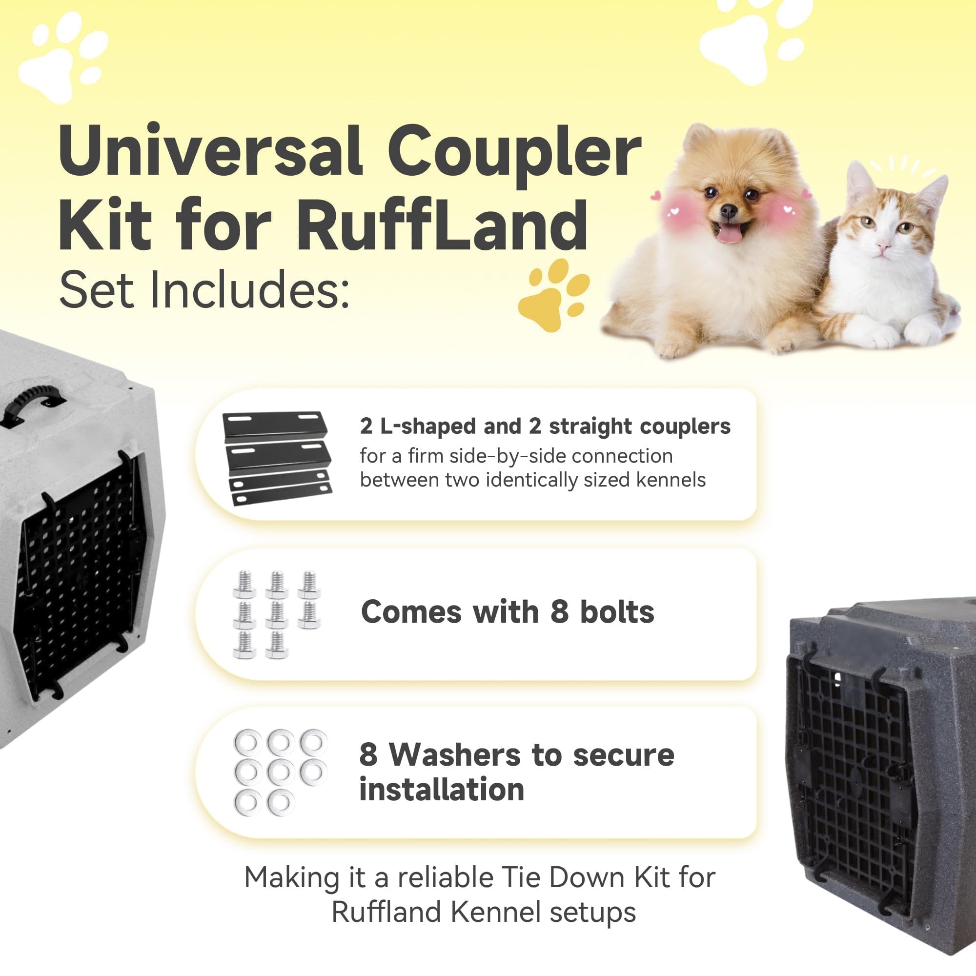 Terixe kit de acoplamiento universal Gen2, conecta kennels con versatilidad.