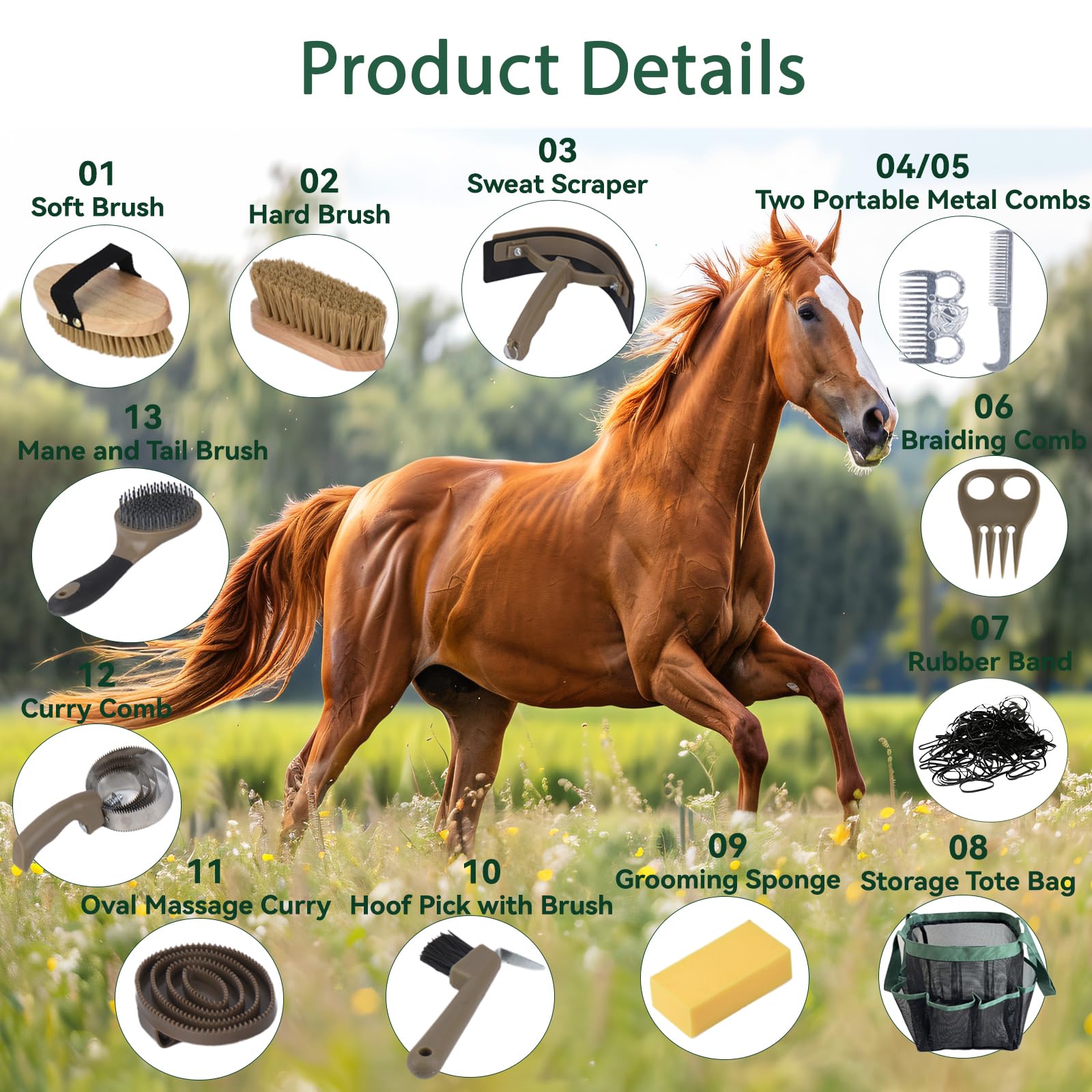 TERPUP cepillo duro para caballos, limpieza eficiente sin dañar la piel