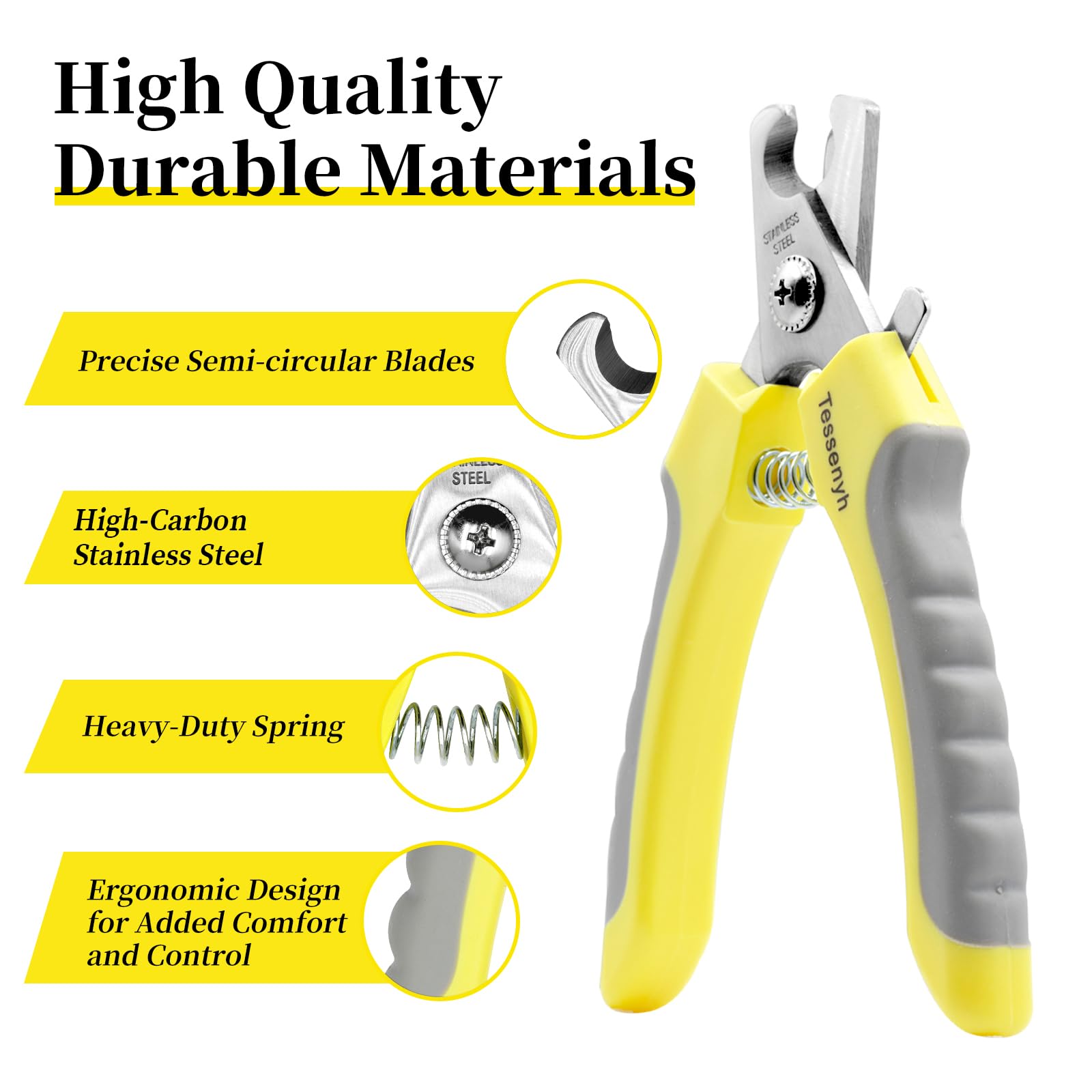 Tessenyh cortauñas para perros medianos, mango ergonómico antideslizante.