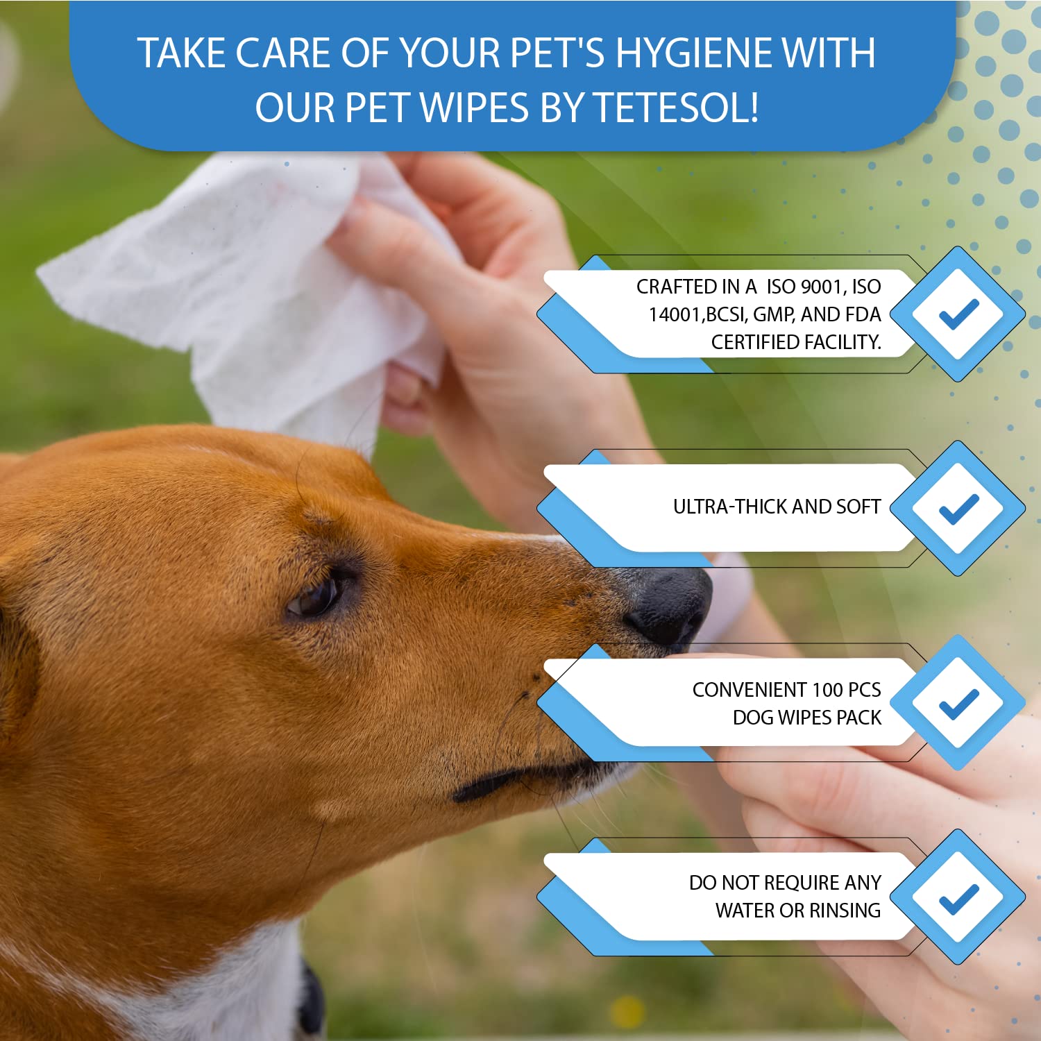 Tetesol toallitas para patas tras paseo, limpieza rápida y sin agua