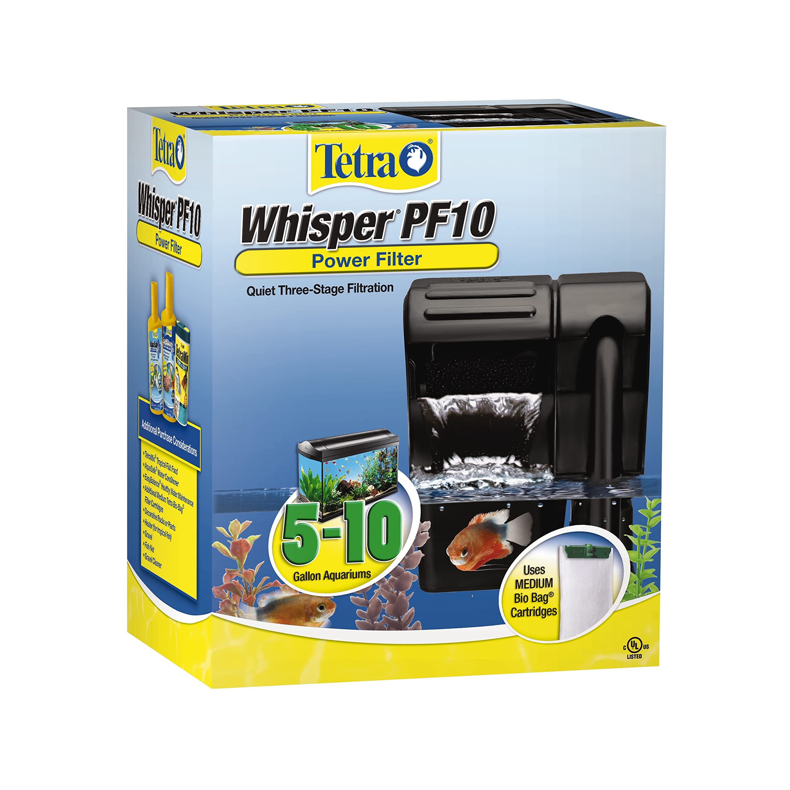 Filtro Tetra Whisper para tanque de 10 galones, filtración silenciosa para acuarios