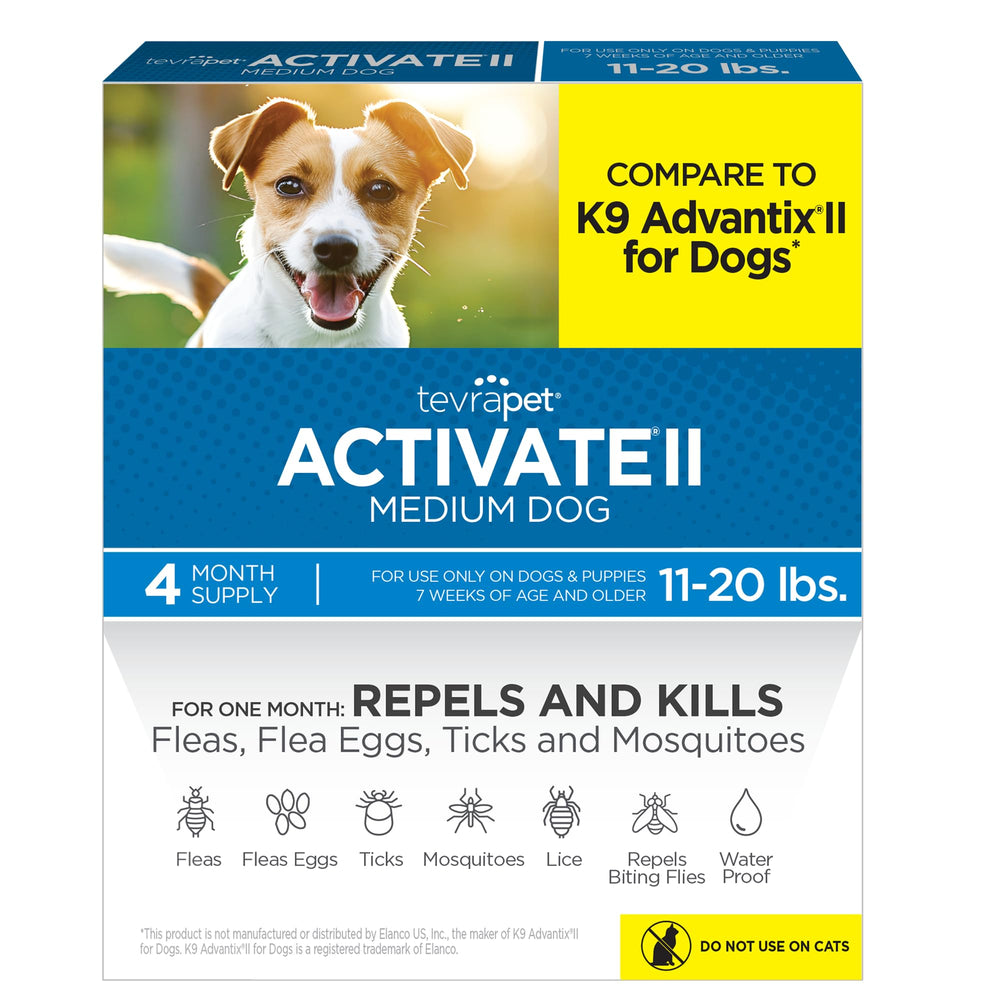 TevraPet Activate II: prevención de pulgas y garrapatas para perros medianos.