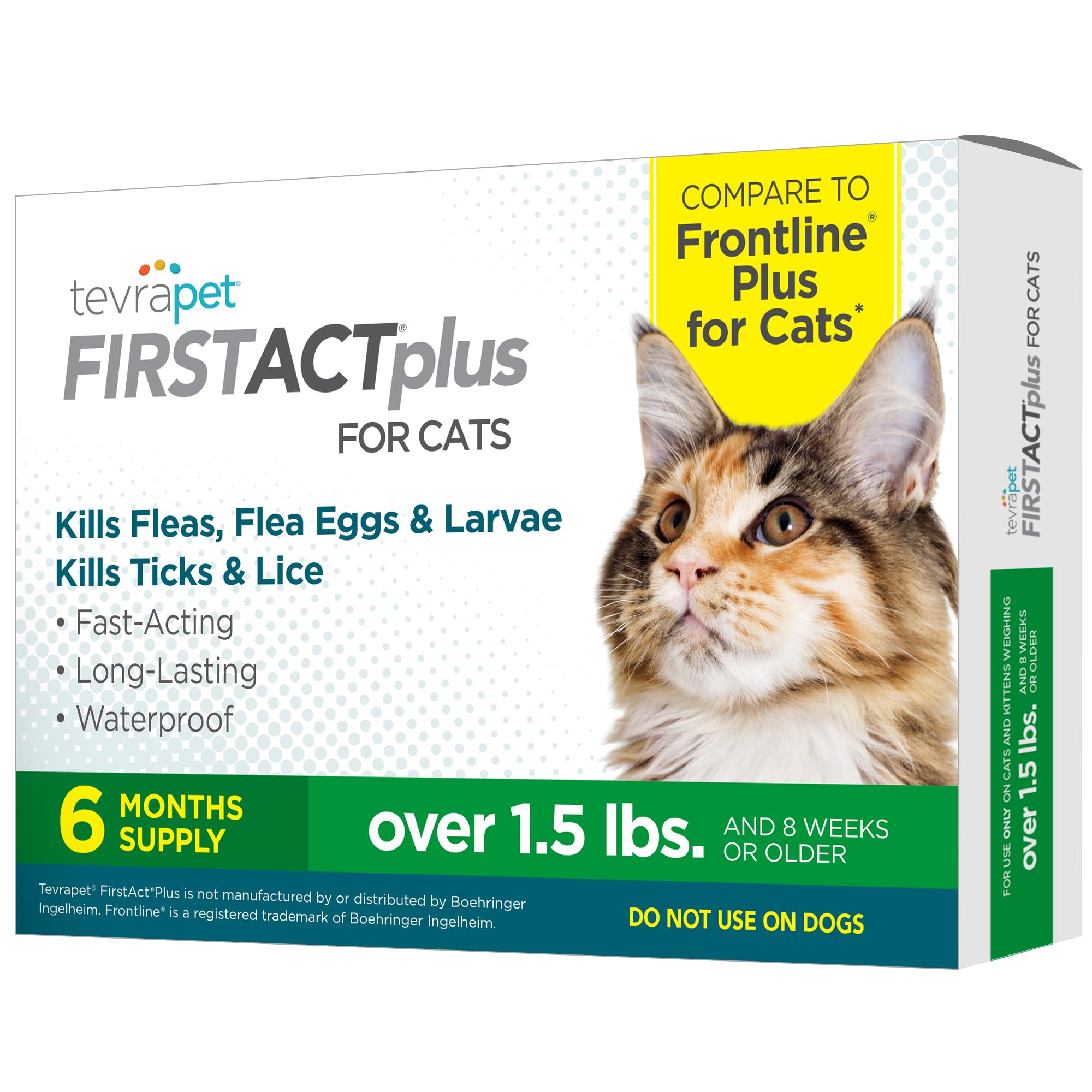 TevraPet FirstAct Plus: bote de gotas para protección mensual contra pulgas y garrapatas.