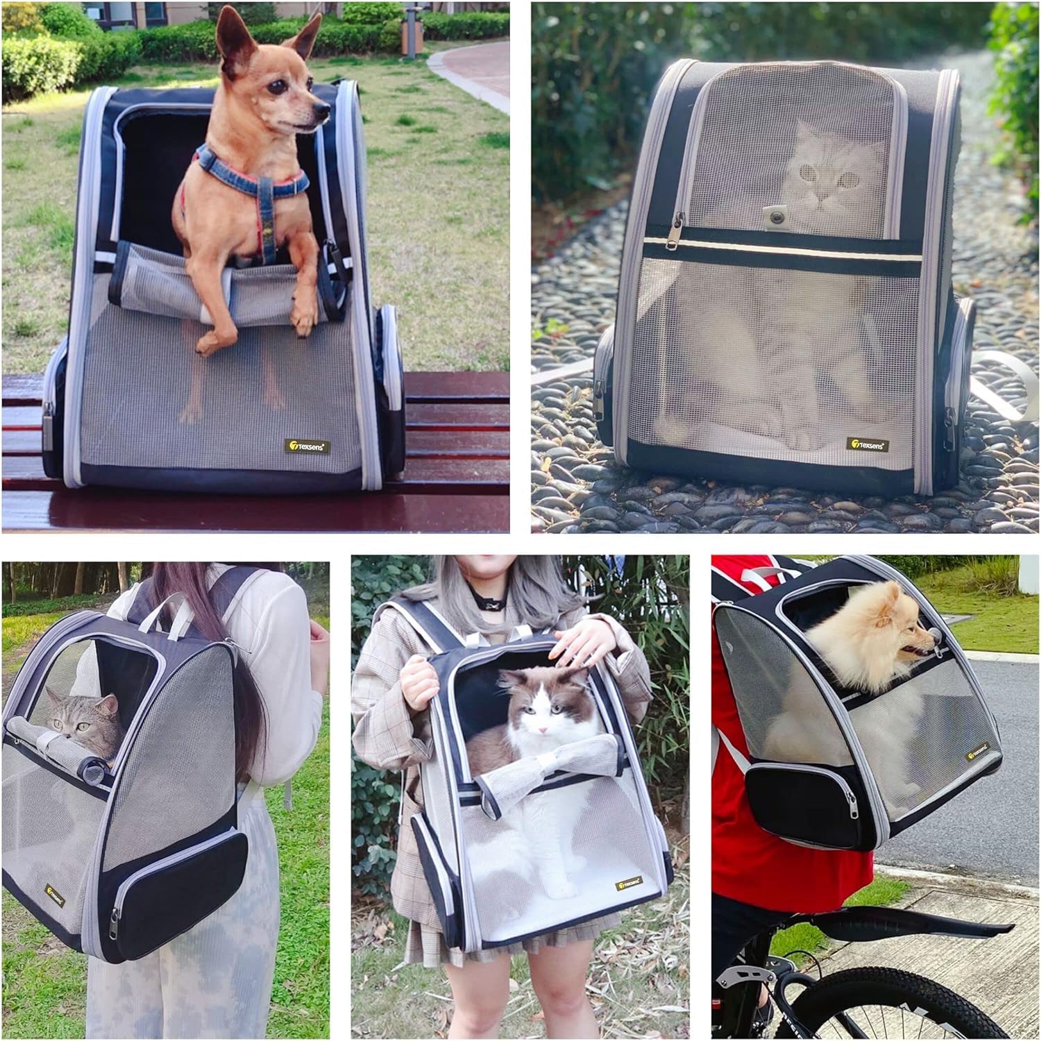 Texsens Capacidad para Varias Mascotas: apto para gatos y perros pequeños durante salidas