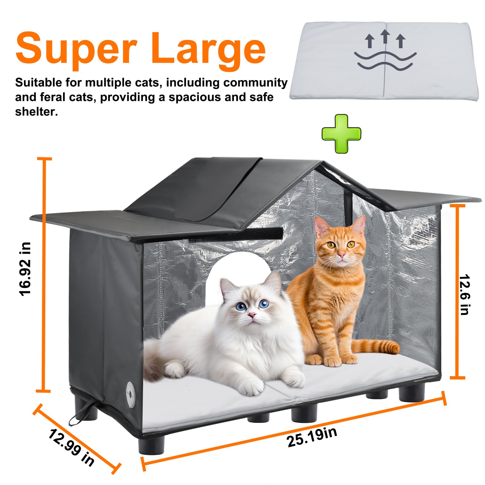 Texsens casa-gato-exterior-cortinas-transparentes, protección contra lluvia con visión clara.