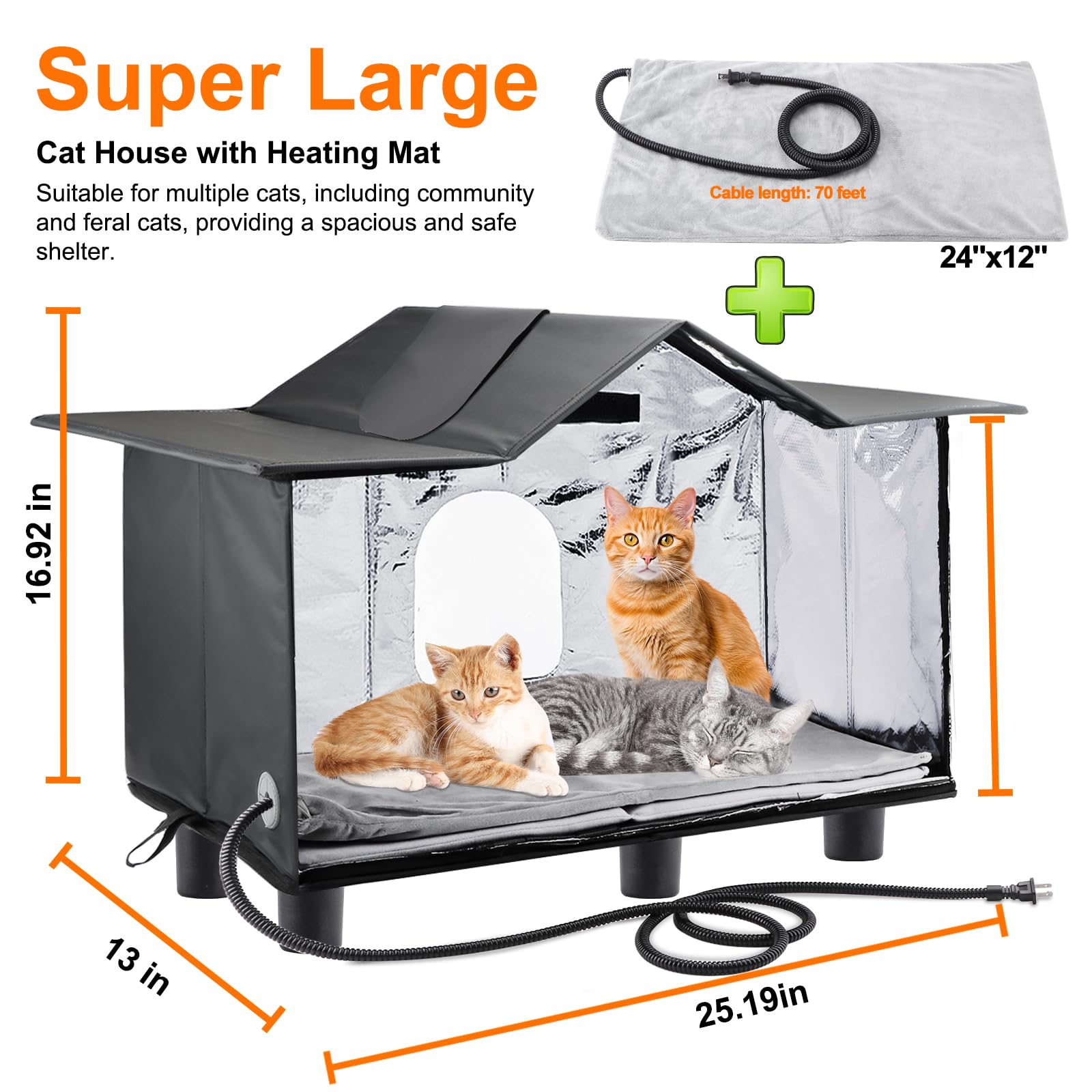 Texsens casa gatos-exterior-con-ventana-techo para vigilancia fácil