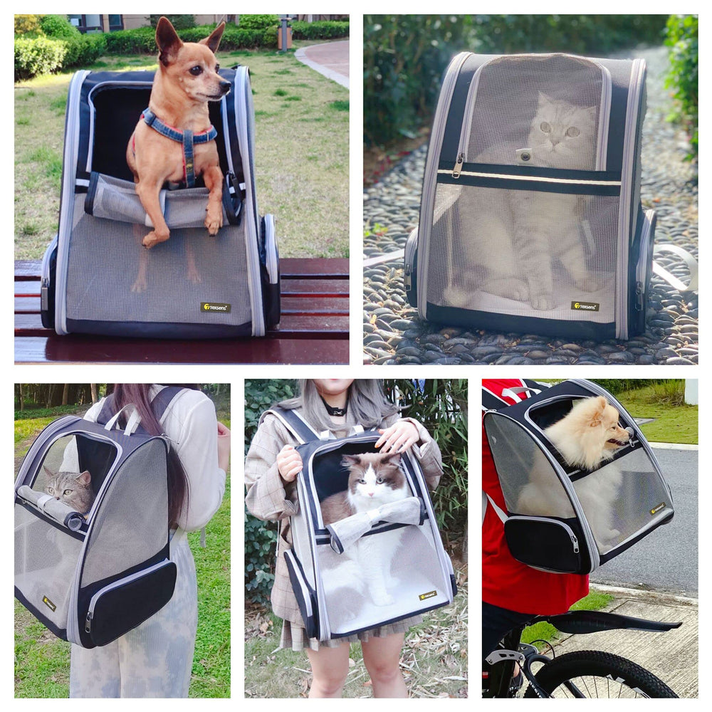 Texsens Dimensiones Mochila Pet: caben perros pequeños y gatos con comodidad