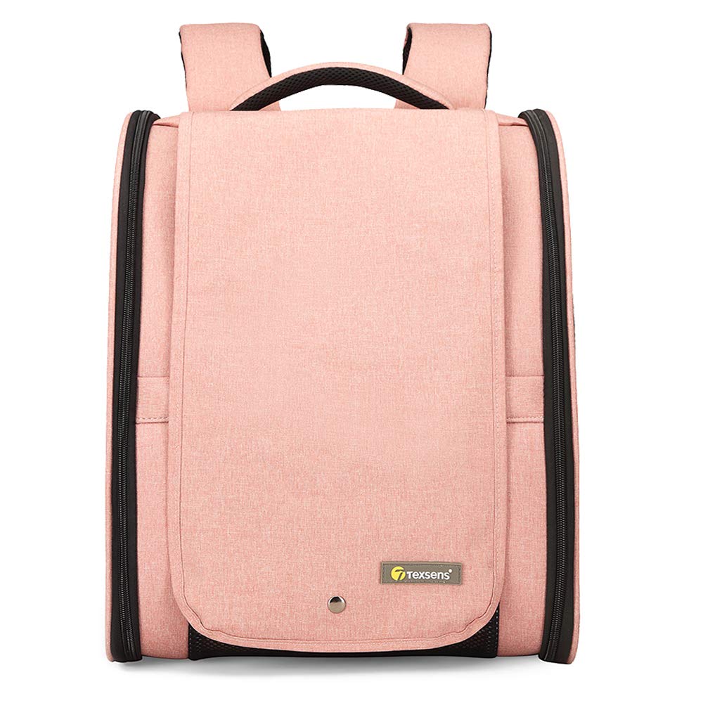 Texsens Mochila Portamascotas con ventana y cortinas para gatos y perros pequeños