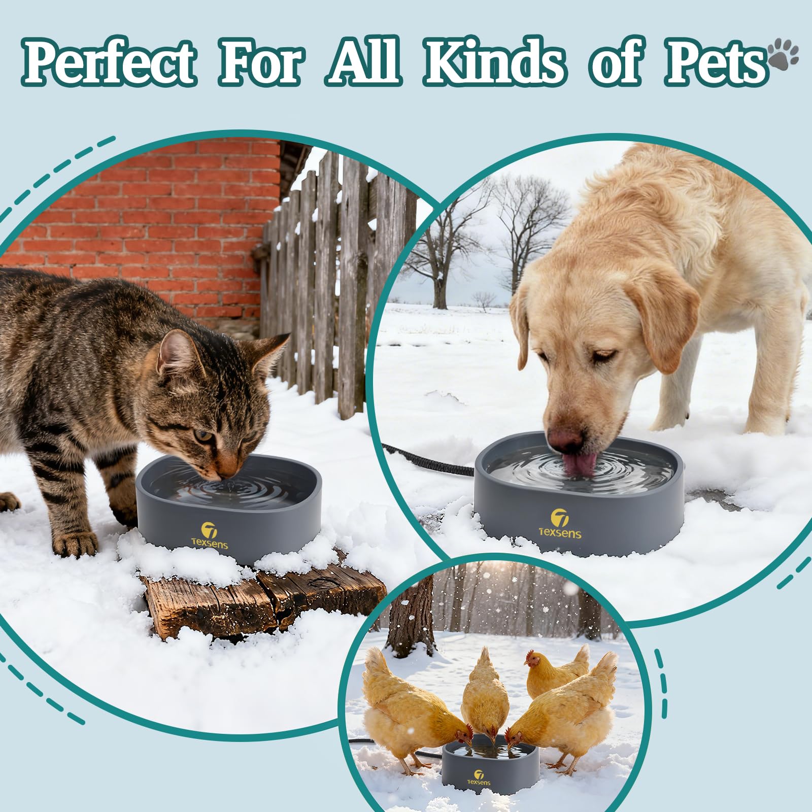 Texsens uso exterior para perros, gatos y aves en patios y granjas.