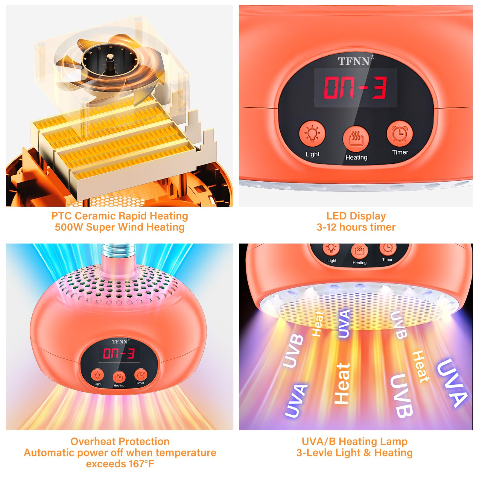 Brillo ajustable de tres niveles para adaptar iluminación en gallinero