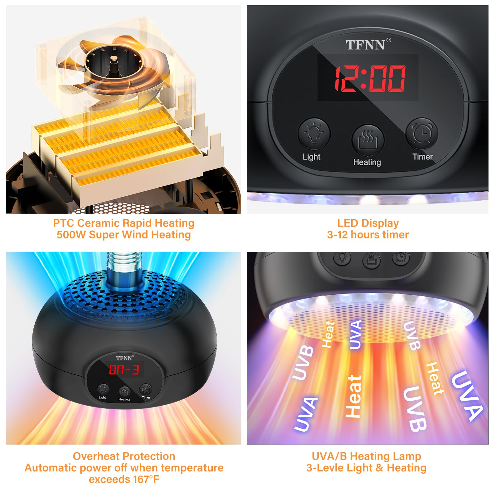 TFNN gallinero lampara calefaccion 500W: potencia para climas fríos.