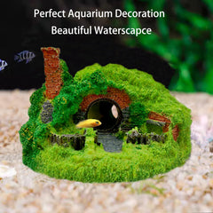 Tfwadmx casa hobbit resina, decoración temática para acuario
