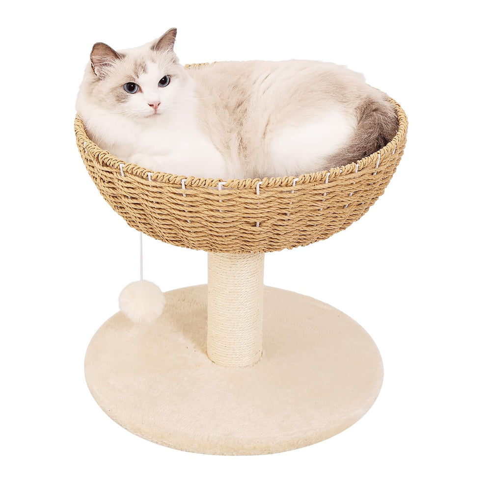 TGMVI torre para gatos con nido grande tejido a mano, ideal para descanso y juego