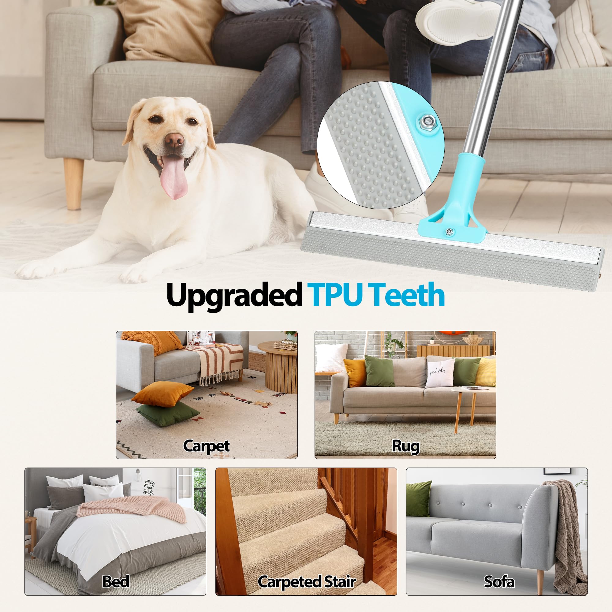 Thalomely uso diario en alfombras, camas y muebles para mascotas.
