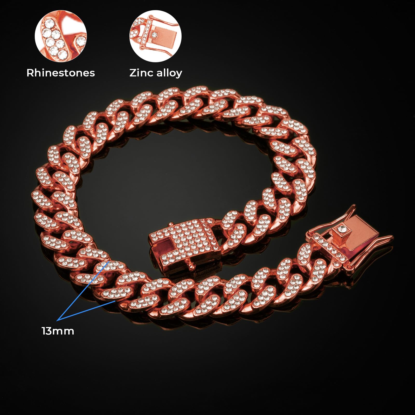 Diseño elegante THAMIAO collar rosa-oro para mascotas
