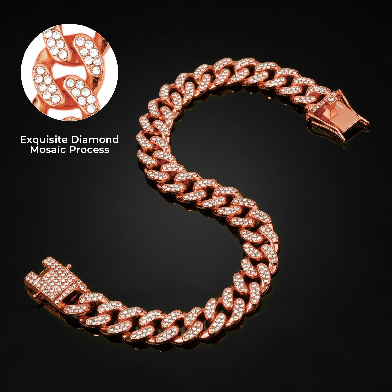 THAMIAO collar para perros oro rosa zirconia duradero y cómodo