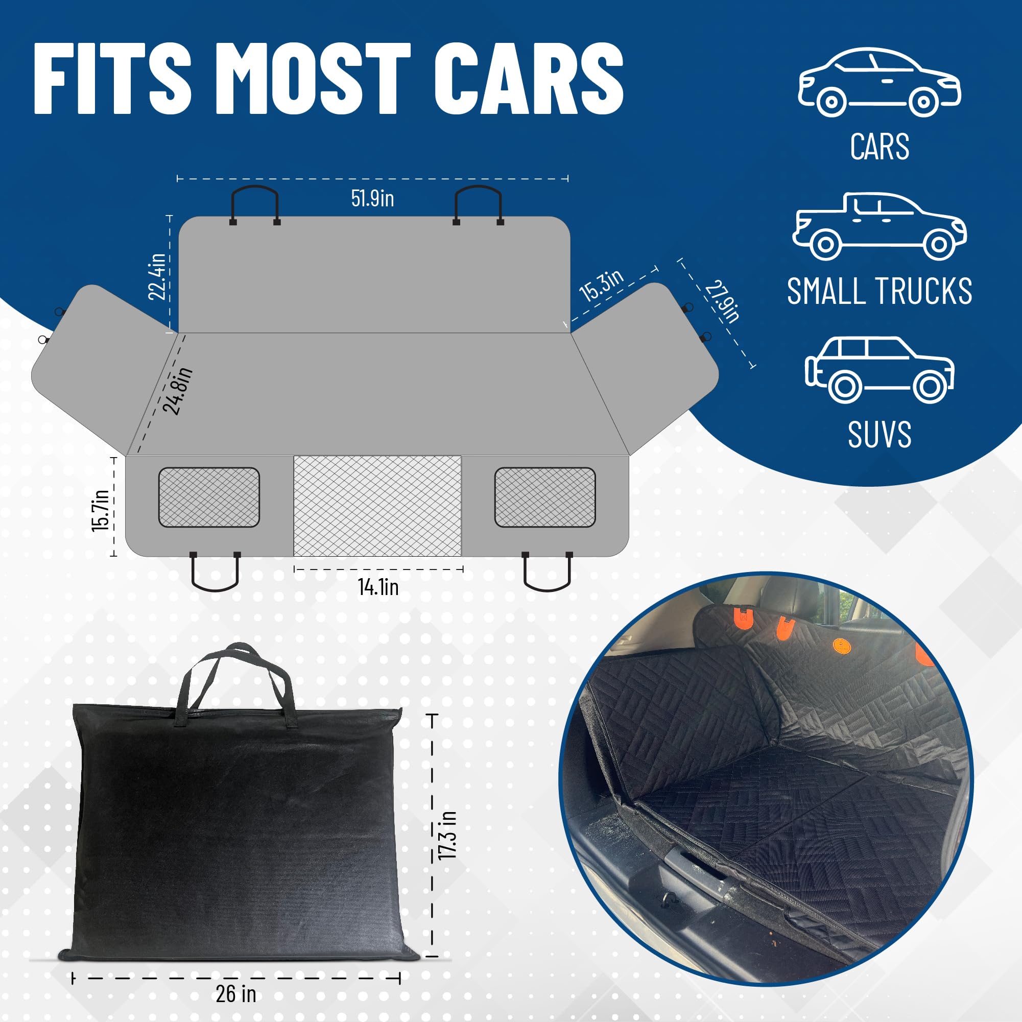 The Bark World diseño compatible con coches, SUV y camionetas pequeñas.