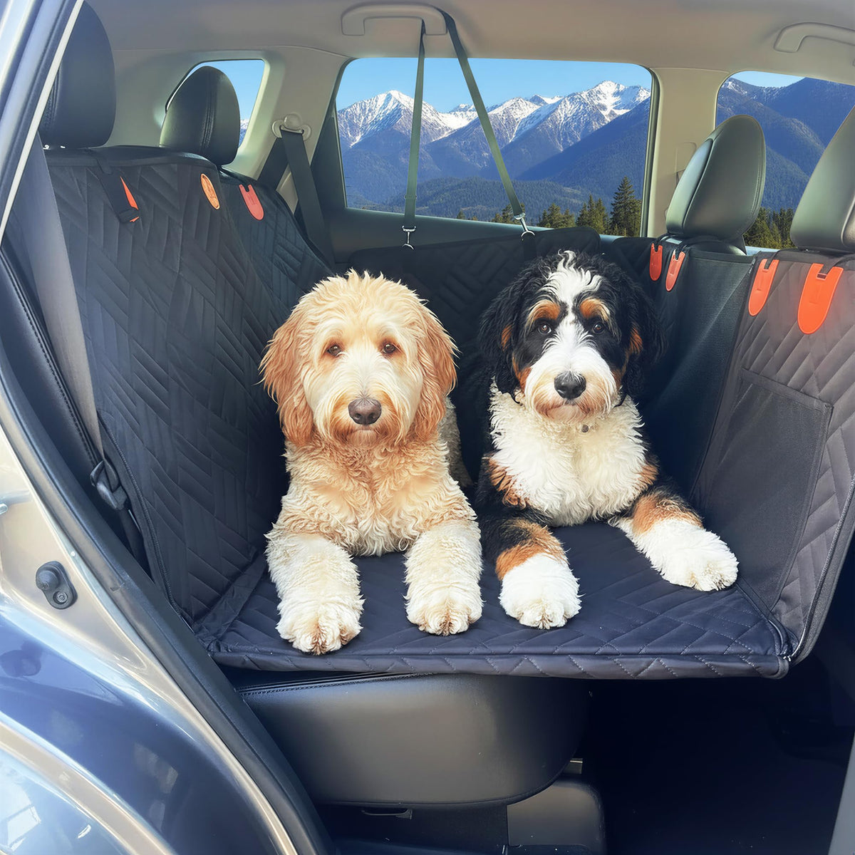 The Bark World extensor de asiento trasero con fondo duro, estable para perros grandes.