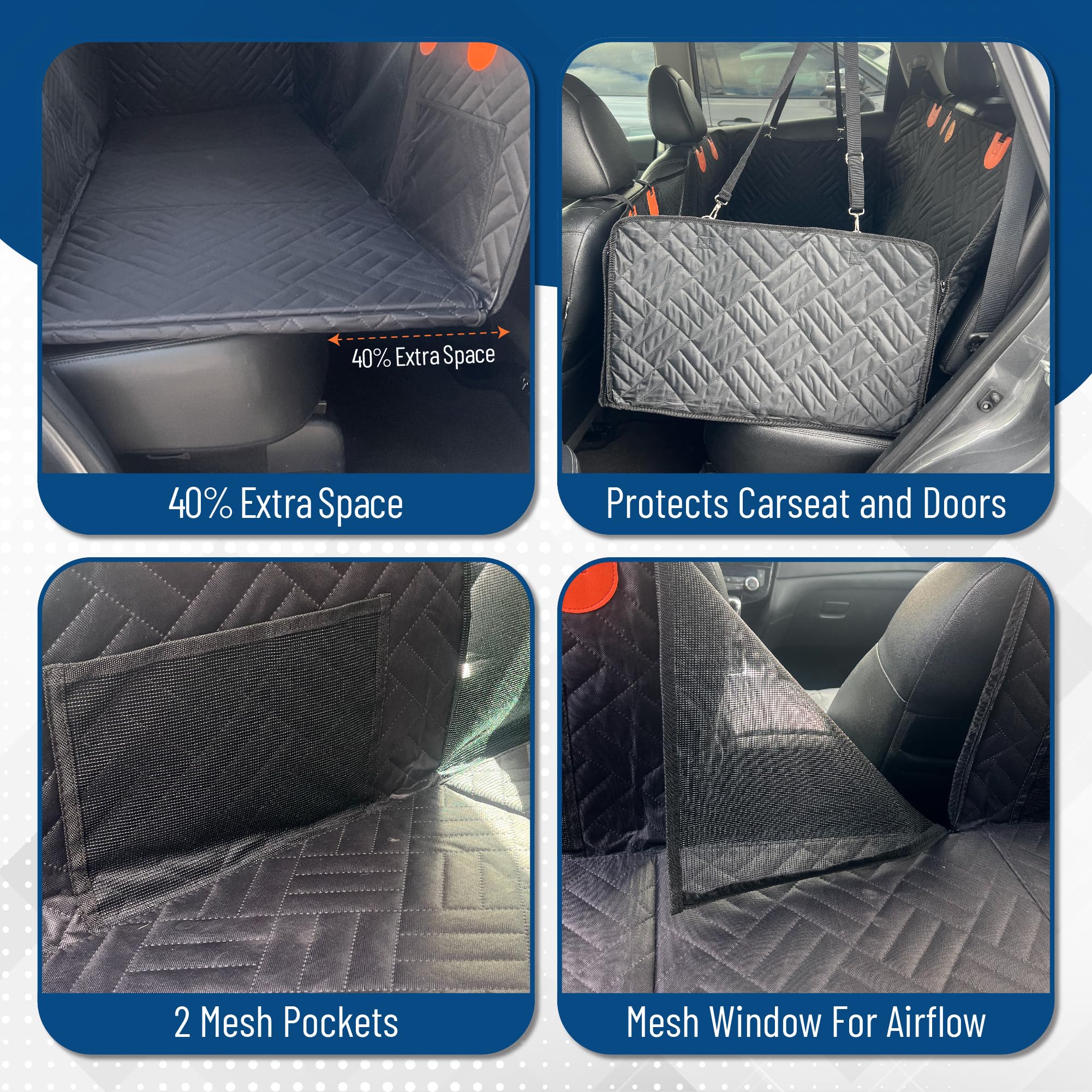 The Bark World plataforma de viaje impermeable para perros, protege el interior del coche.