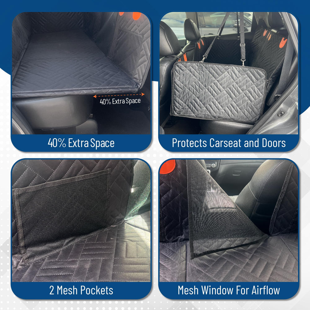 The Bark World plataforma de viaje impermeable para perros, protege el interior del coche.