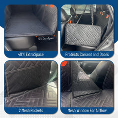 The Bark World plataforma de viaje impermeable para perros, protege el interior del coche.