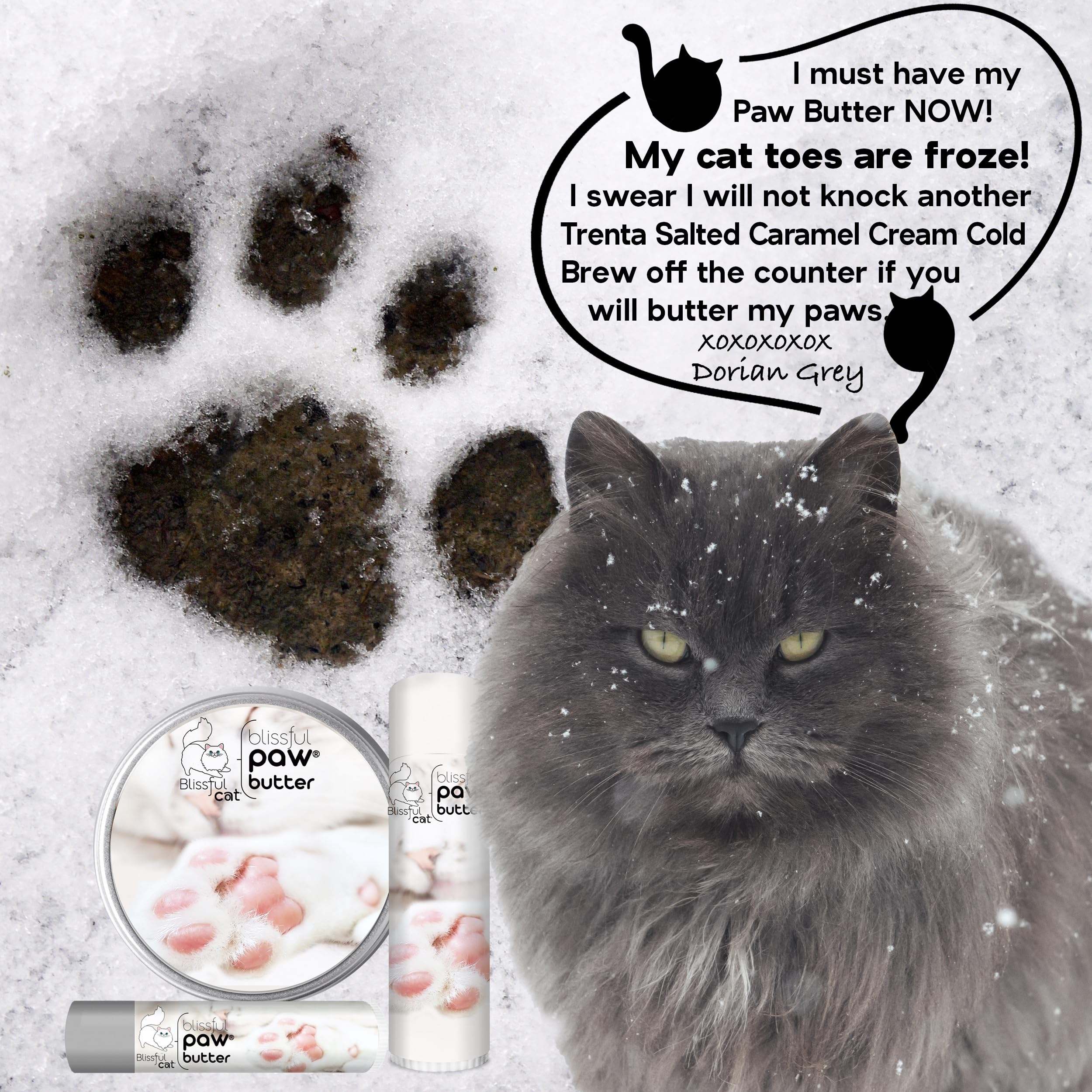 The Blissful Cat Paw Butter, aceites esenciales para absorción suave.
