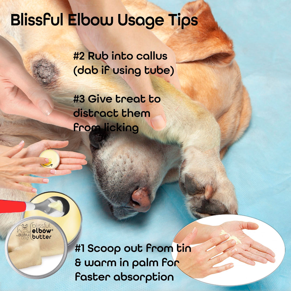 The Blissful Dog Elbow Butter hecho en EE. UU. ingredientes suaves.