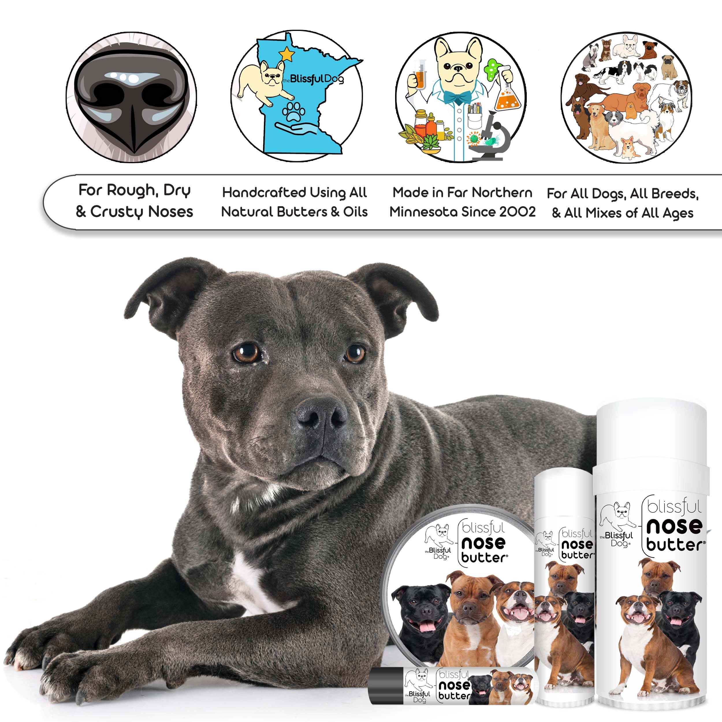 La fórmula de The Blissful Dog contiene manteca de karité y aceites vegetales para nutrición.