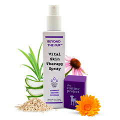 The Canine Project Aerosol de Terapia Vital para la Piel Canina, frasco frontal para cuidado suave.