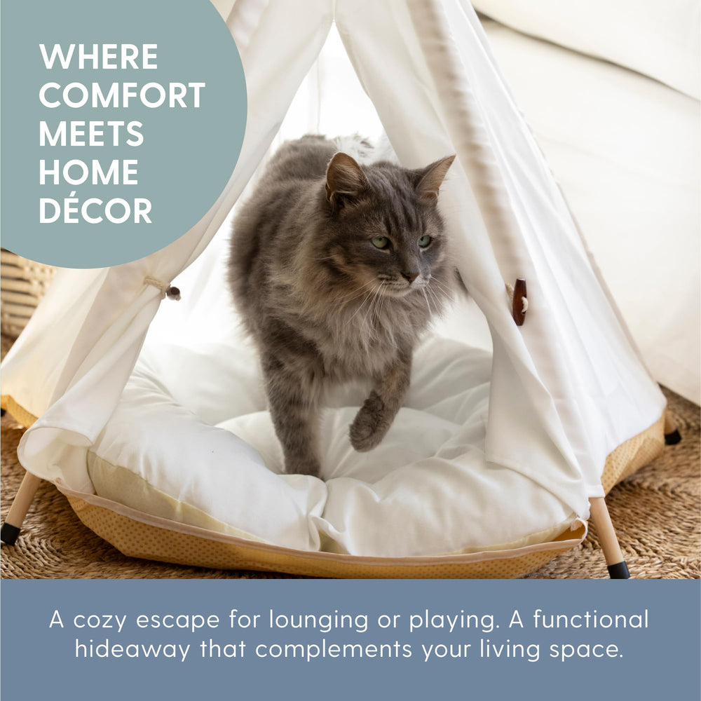 The Cat Ladies tepee blanco con cama interior acolchada para descanso suave