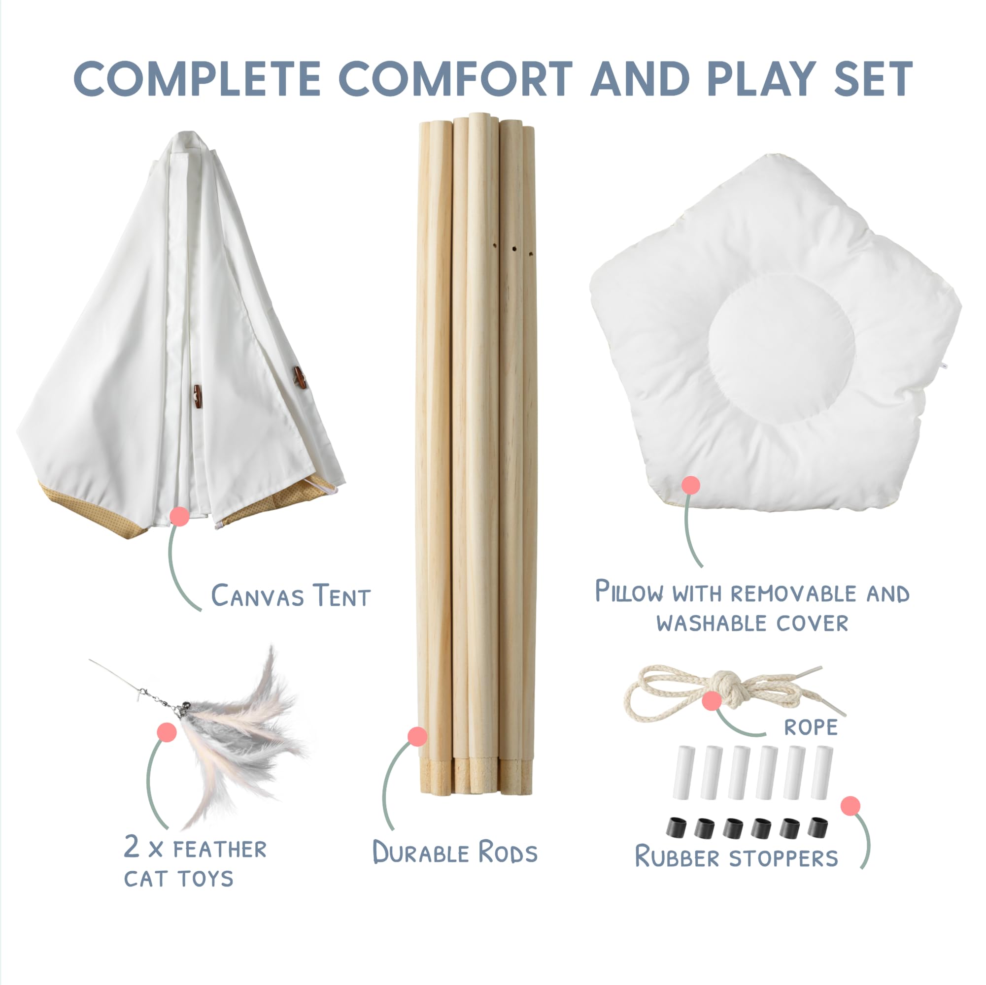 The Cat Ladies tepee con polos de madera resistentes para juego seguro