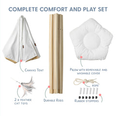 The Cat Ladies tepee con polos de madera resistentes para juego seguro