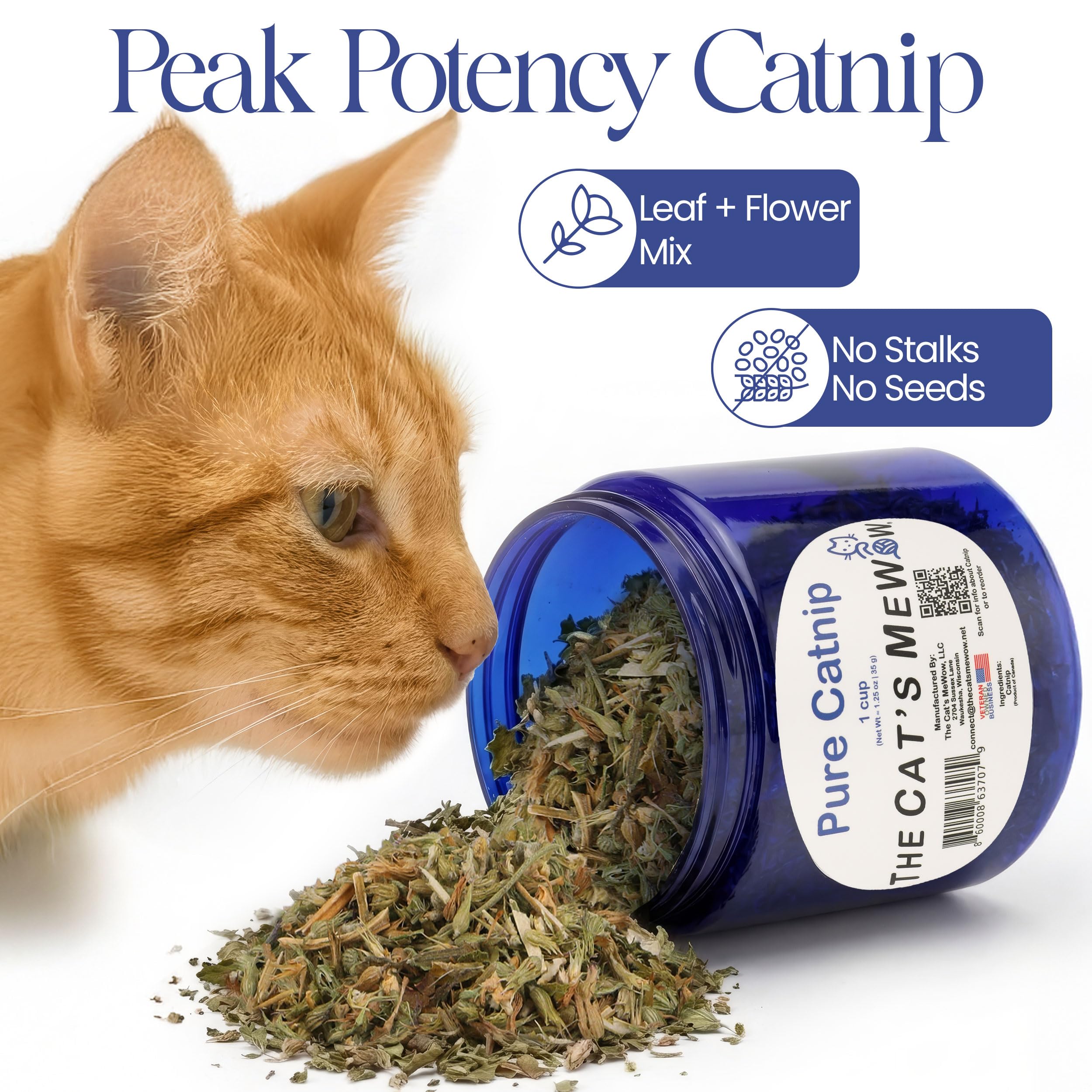 The Cat's MeWow aroma potente de hierba gatera para estimular el juego diario.