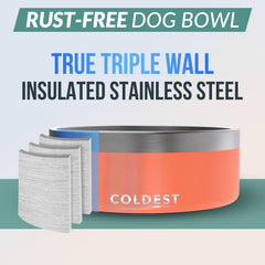 The Coldest Water bol perro aislado con triple pared, ayuda a conservar el agua.