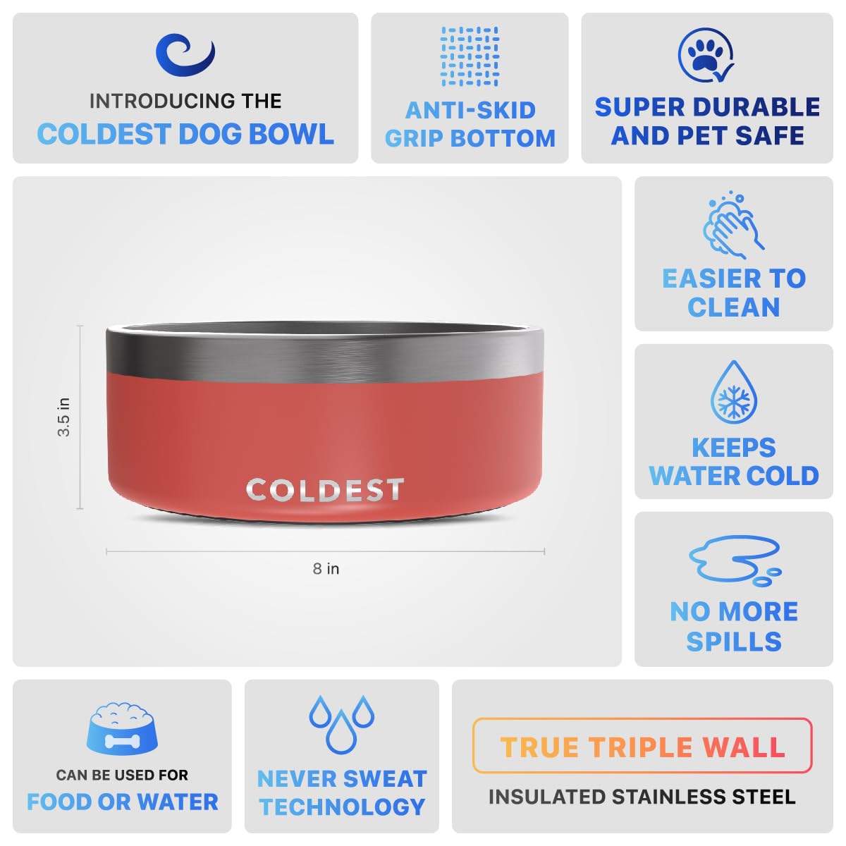 The Coldest Water Bowl resistente a la oxidación para uso diario.