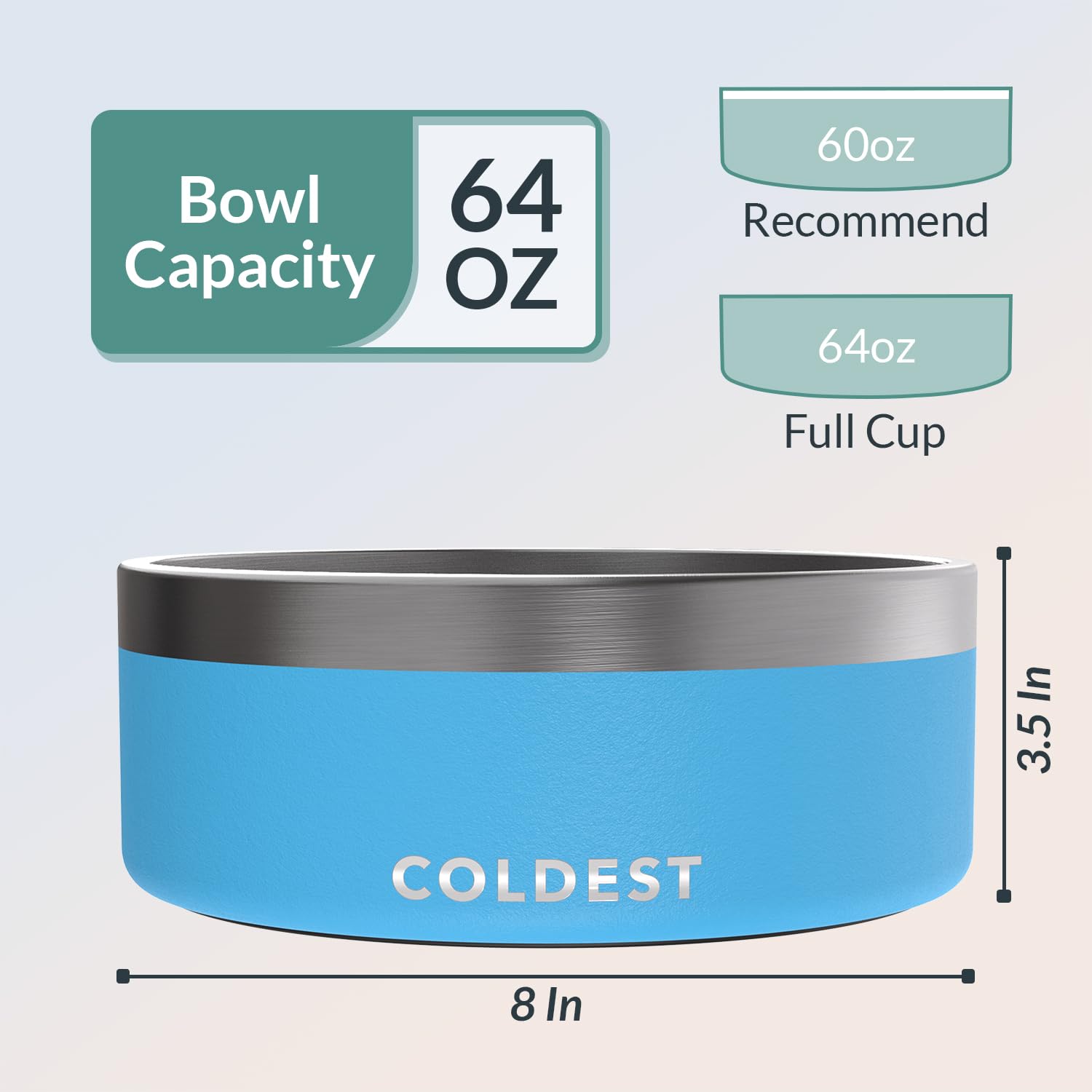 The Coldest Water cuenco-64-onzas: gran capacidad para agua o comida.