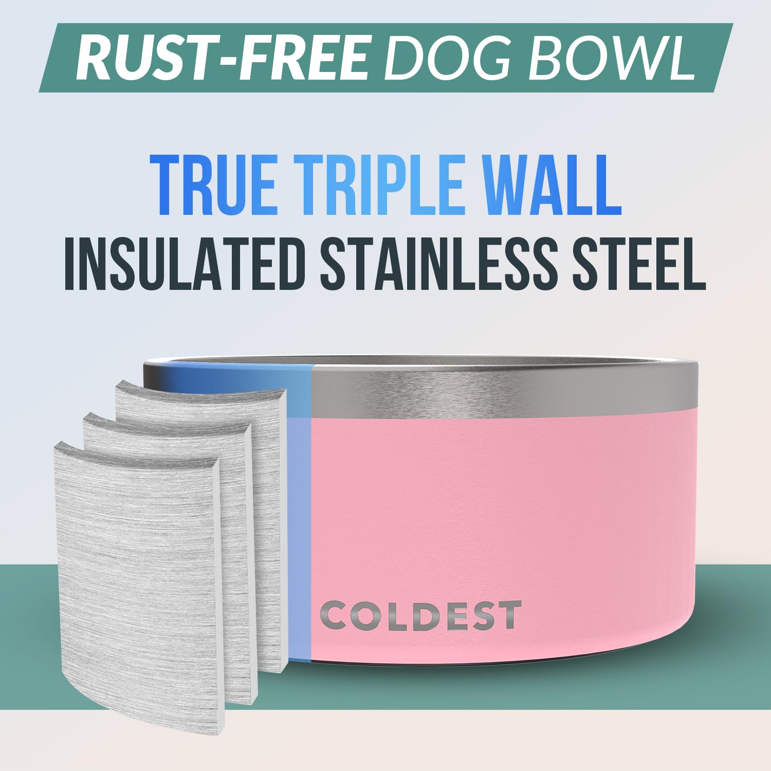 Coldest Water cuenco de acero inoxidable resistente para uso diario