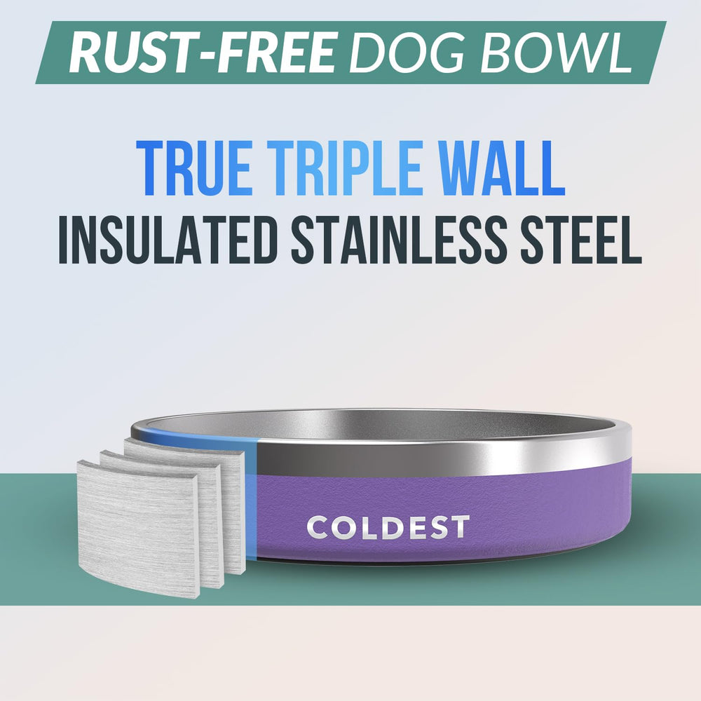 Cuenco Coldest Water aislante triple capas, mantiene el agua estable.