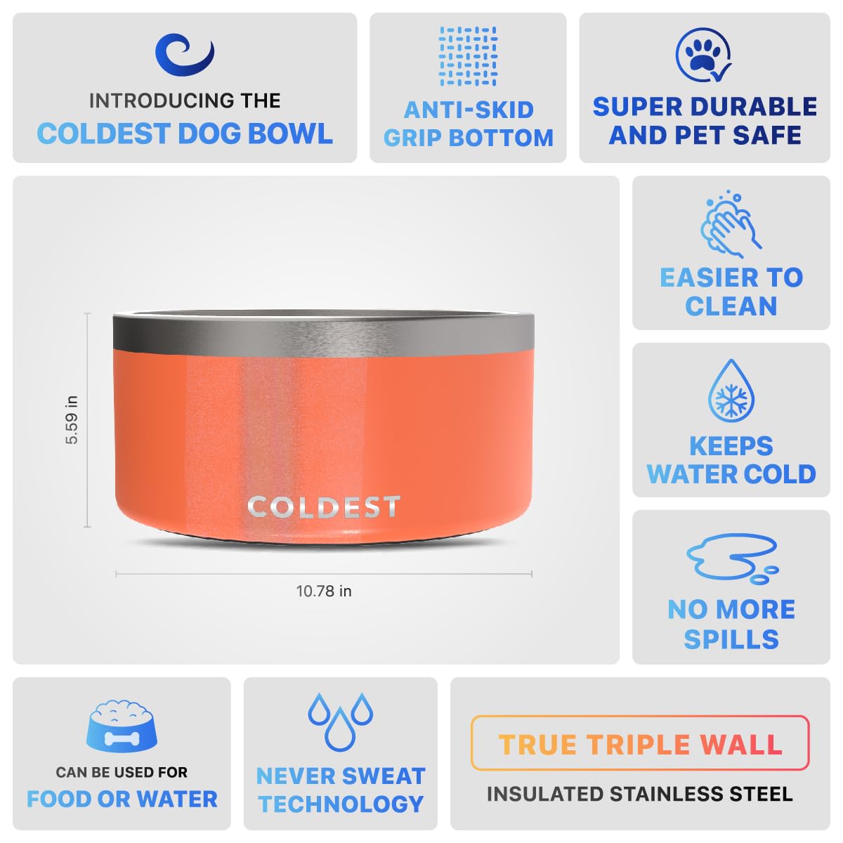 The Coldest Water cuenco grande de 200 oz para mascotas activas