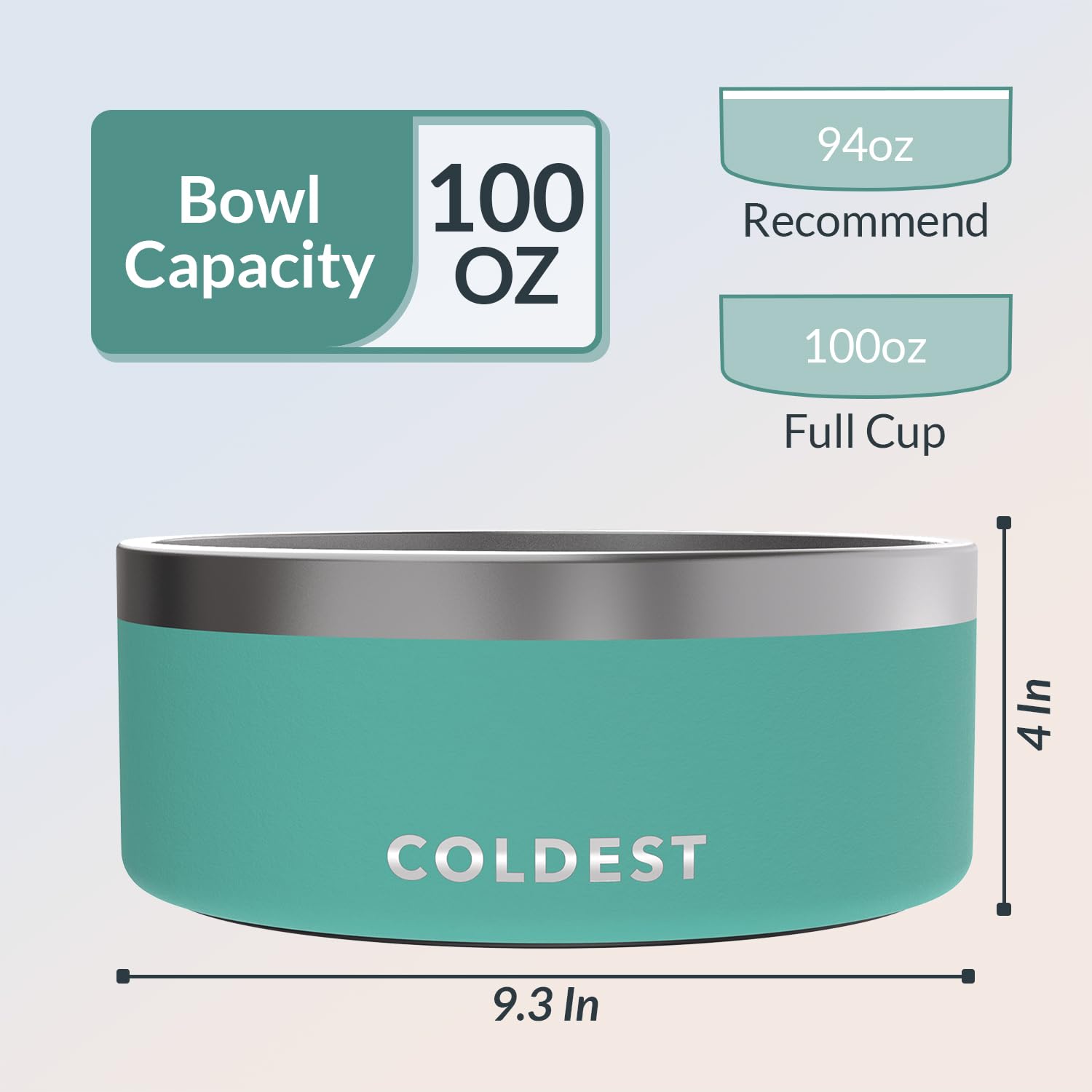 The Coldest Water capacidad 100onz, ideal para largas jornadas de hidratación.