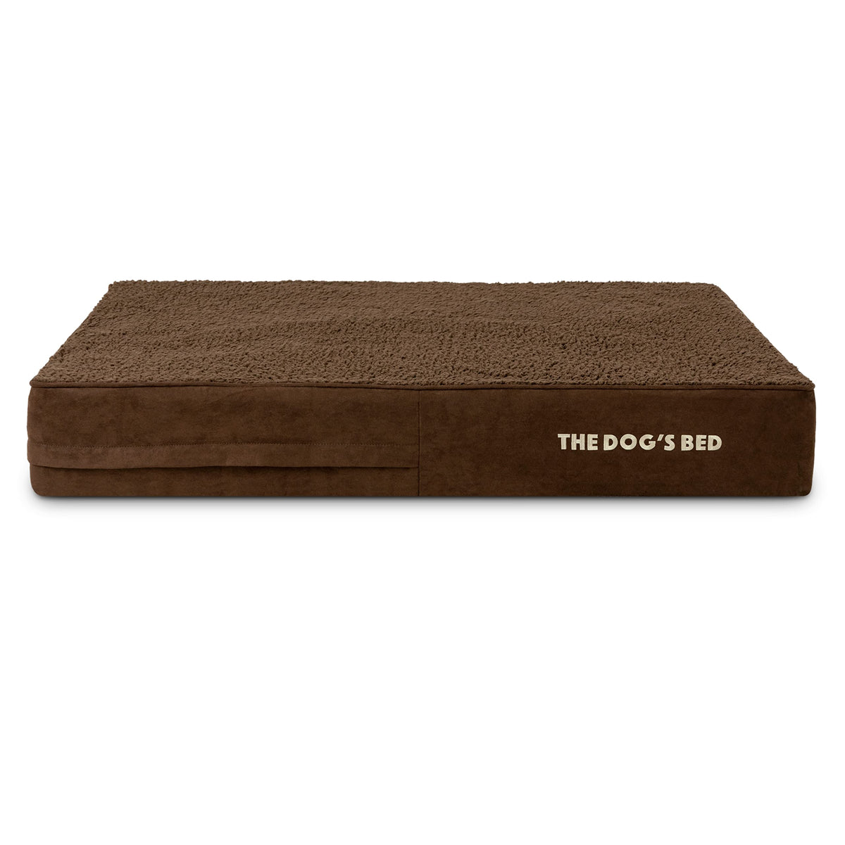The Dog's Balls funda exterior marrón plush para cama de perro, ajuste seguro.