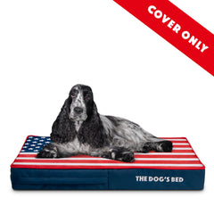The Dog's Balls diseño azul con ribete rojo y bandera EE.UU. en funda exterior