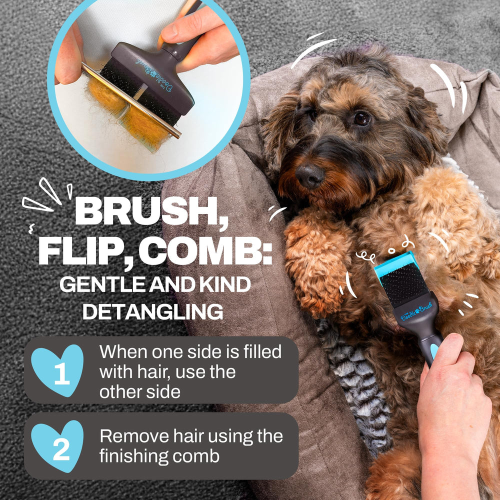 The Doodle Brush desenreda nudos con suavidad, manteniendo el brillo natural
