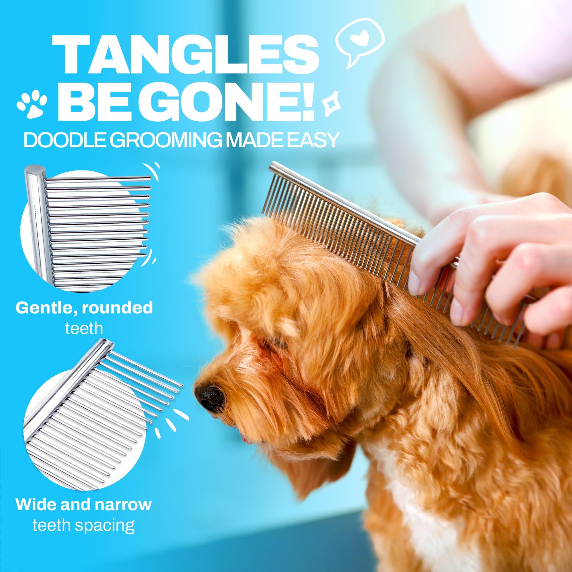 El mango ergonómico de The Doodle Brush facilita grooming cómodo
