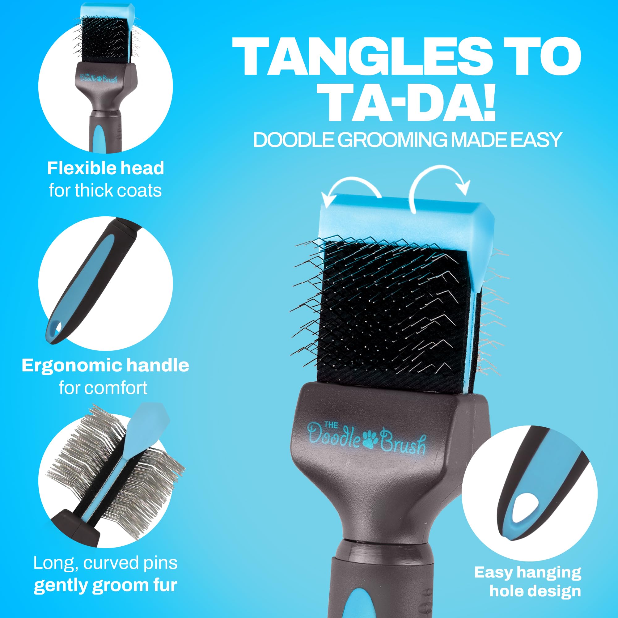 The Doodle Brush puntas largas para deshacer nudos en cabello denso