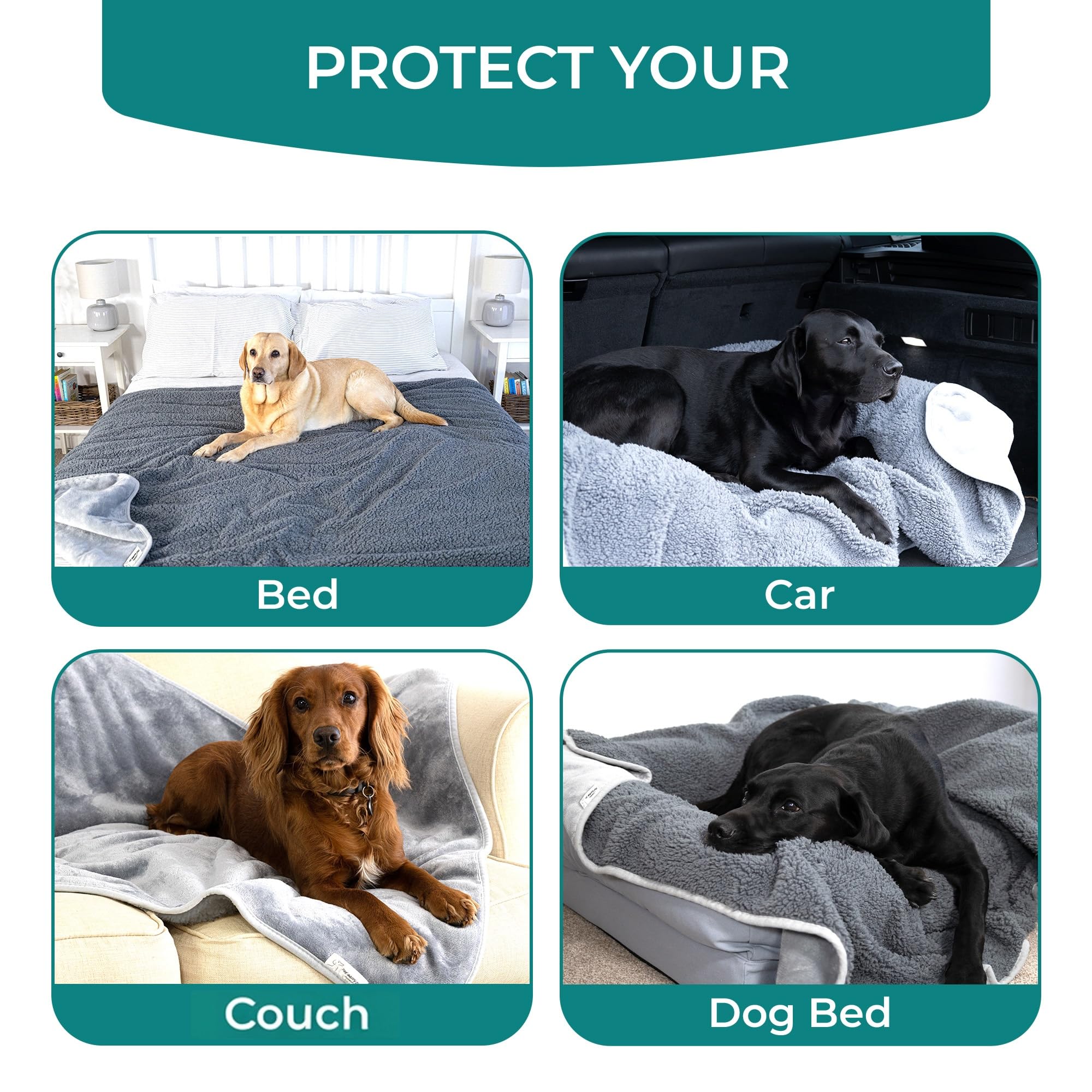 Manta impermeable para perros grandes utilizada en coche protege la tapicería.